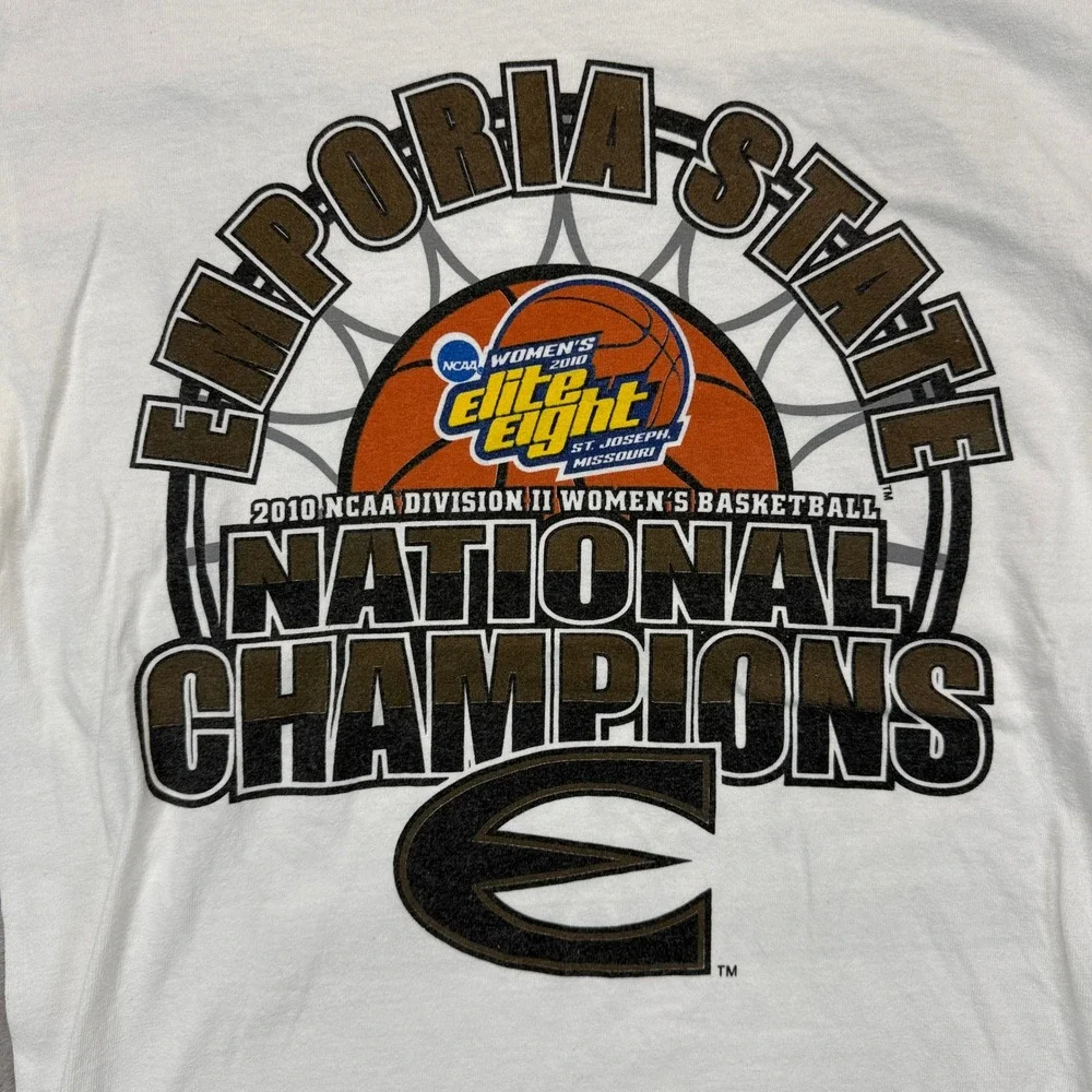 Emporia State Shirt Men S‎ White 2010 National Champions T-Shirt Division 2 NCAA